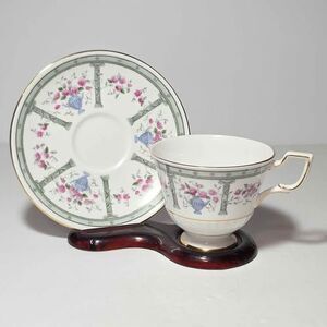 Tuscan Teacup and Saucer Pink Flowers Vintage